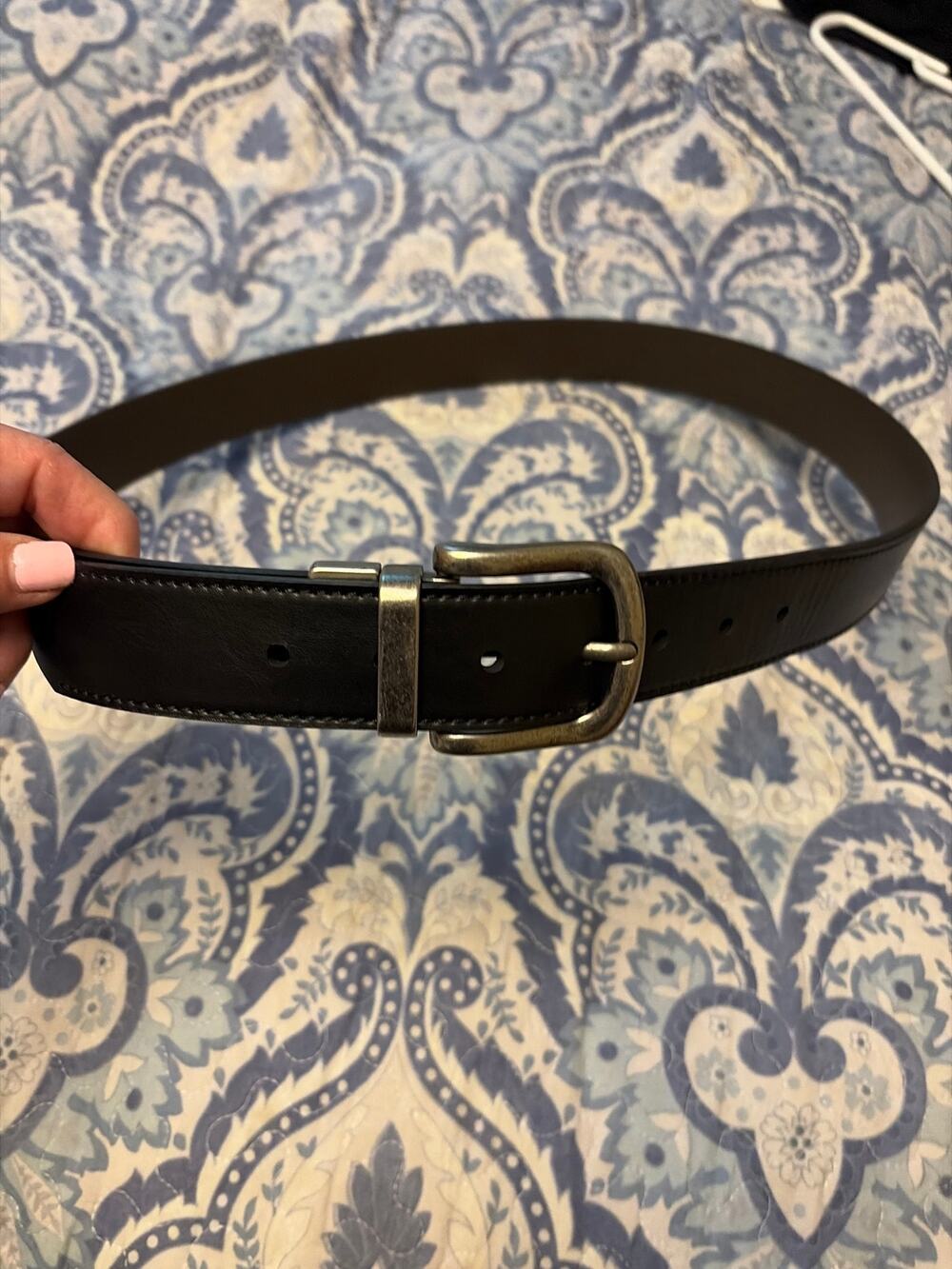Columbia Men XL Reversible Leather Belt Black Brown Rotating Buckle Casual NWOT